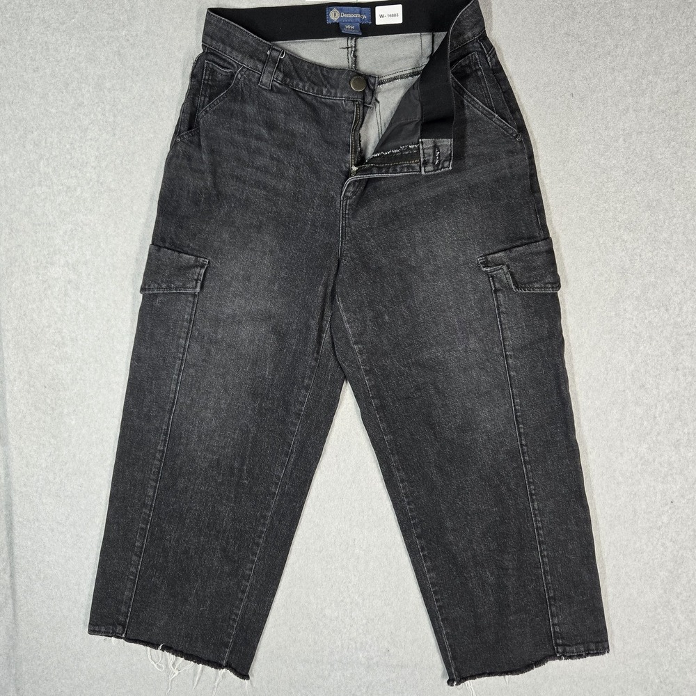 Democracy Women Jeans 16W Black Denim Cargo Absolution Wide Leg Baggy Y2K Grunge